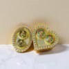 Golden Kumkum Tilak Box Set – Decorative Heart & Oval Shape Sindoor Container for Pooja Per Piece
