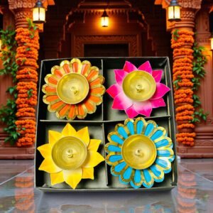 Lotus Brass Diya Set
