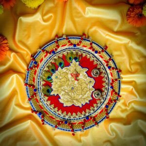 Multicolor Beaded Floral Puja Thali