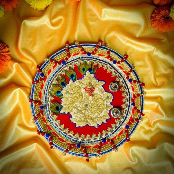 Multicolor Beaded Floral Puja Thali