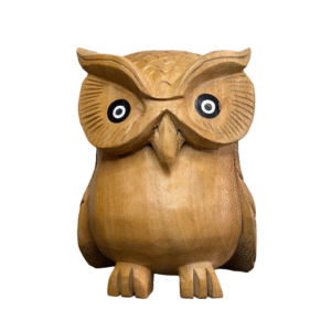 4 Hand-Carved Wooden Owl Figurine | Classic Natural Wood Owl Statue for Home Décor & Gifting