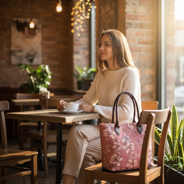 5-in-1 Floral Tote Bag Set with Leather Handles – Women’s Handbag Combo