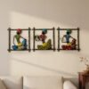Handcrafted Tribal Musician Wall Hanging Set (3 Pieces) – Colorful Metal Wall Art