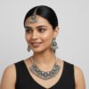 Oxidised Silver Choker Necklace Set with Earrings & Maang Tikka