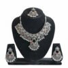 Oxidised Silver Floral Necklace Set Multicolor Antique Jewelry image 1 Oxidised Silver Floral Necklace Set Multicolor Antique Jewelry