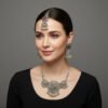 Oxidised Silver Necklace Set with Multicolor Stones | Choker Necklace, Earrings & Tikka