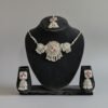 Oxidised Silver Necklace Set with Multicolor Stones