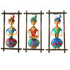 Rajasthani Sitting Musician Wall Hanging Set (3 Pieces) – Handcrafted Metal Wall Art, Colorful