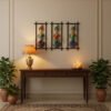 Rajasthani Sitting Musician Wall Hanging Set (3 Pieces) – Handcrafted Metal Wall Art, Colorful