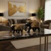 black and gold elephant image 4 Handcrafted Wooden Elephant Figurine Set with Stone Work – Black & Gold Royal Home Decor