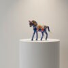 Handcrafted Blue Metal Horse Figurine | Decorative Rajasthani Horse Statue with Pearl & Enamel Work