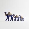 Handcrafted Blue Metal Camel Figurines – Set of 3 | Decorative Rajasthani Camel Showpiece with Pearl Work & Enamel Detailing