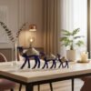 Handcrafted Blue Metal Camel Figurines – Set of 3 | Decorative Rajasthani Camel Showpiece with Pearl Work & Enamel Detailing
