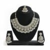 Handcrafted Oxidized Silver Teardrop Necklace Set with Earrings & Maang Tikka – Antique Indian Jewelry