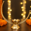 Crescent Moon Tea Light Candle Holder – Gold Metal Home Décor