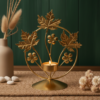 Gold Maple Leaf Tea Light Candle Holder – Elegant Metal Table Decor Stand
