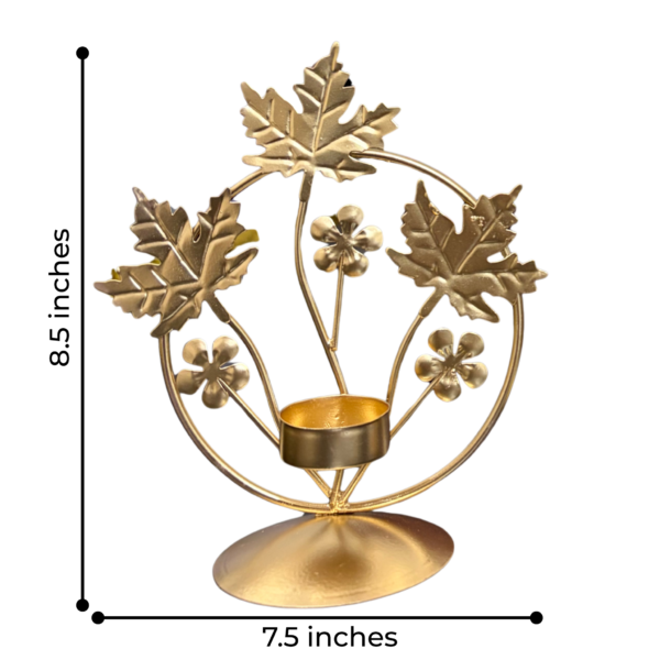 Gold Maple Leaf Tea Light Candle Holder – Elegant Metal Table Decor Stand