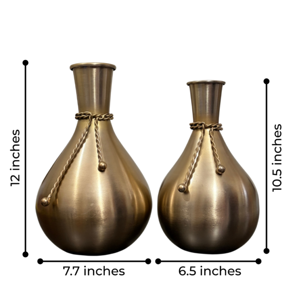 Gold Metal Decorative Vase Set with Rope Accent – Modern Luxury Home Décor image 2 Gold Metal Decorative Vase Set with Rope Accent – Modern Luxury Home Décor