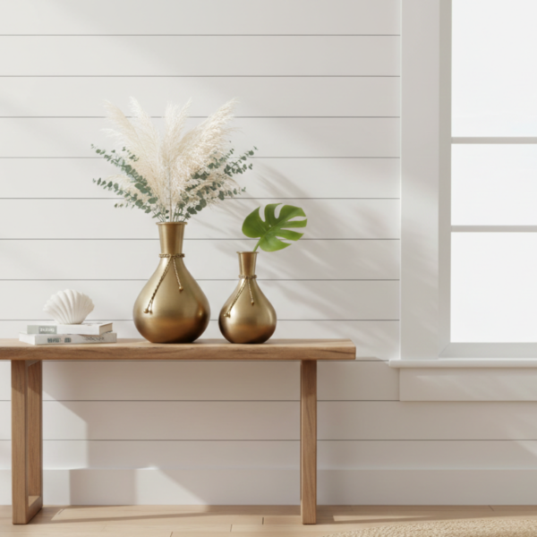 Gold Metal Decorative Vase Set with Rope Accent – Modern Luxury Home Décor image 4 Gold Metal Decorative Vase Set with Rope Accent – Modern Luxury Home Décor