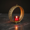 Gold Ring Tea Light Candle Holder with Glass Cup – Modern Metal Decor