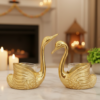 Gold Swan Tea Light Candle Holder Set – Elegant Bird Metal Decor