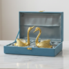 Gold Swan Tea Light Candle Holder Set – Elegant Bird Metal Decor